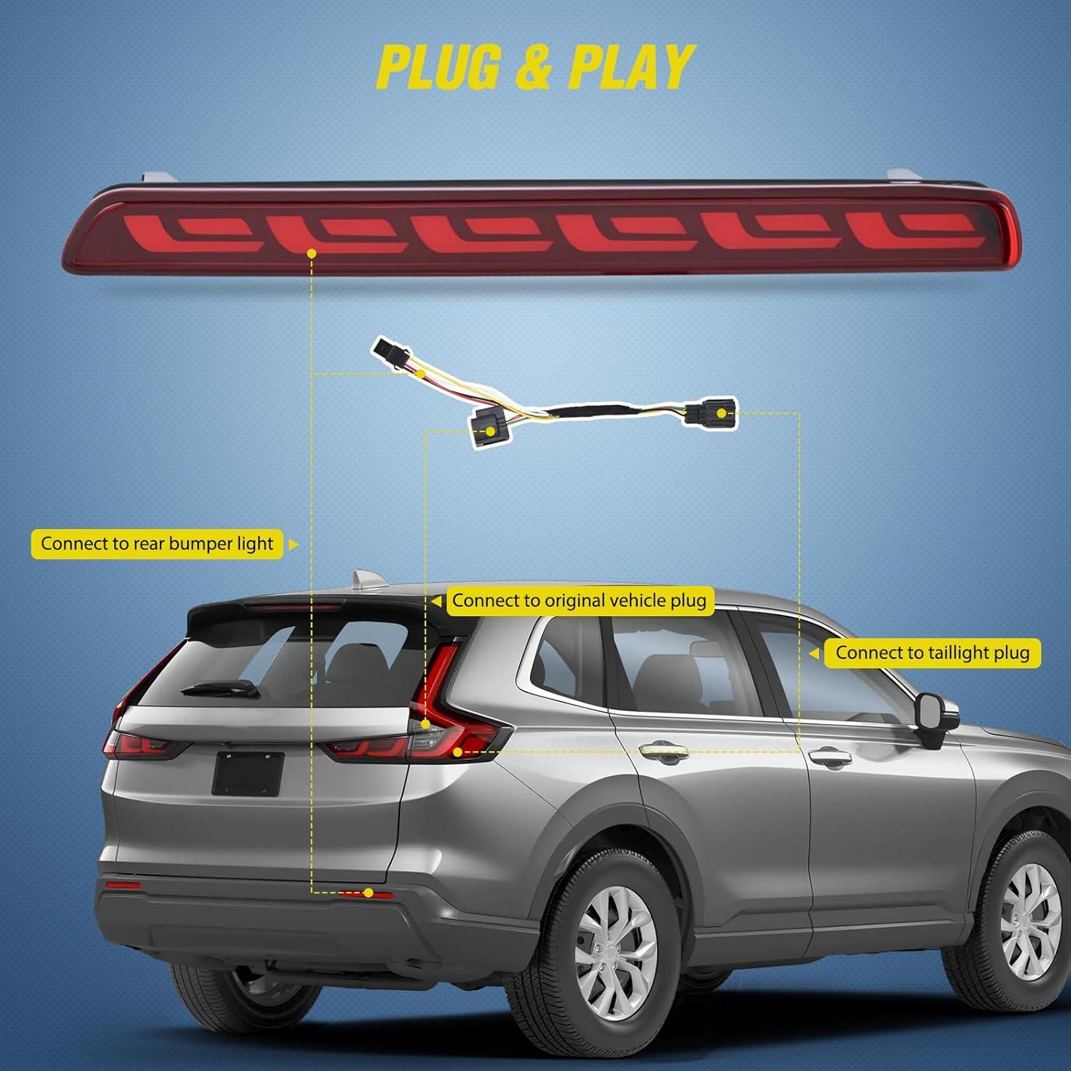 image:imageNilight Rear Bumper Tail Light Compatible with 2023 2024 Honda CRV Red Lens LED Reflector Rear Bumper Lamps Brake Turn Signal Sequential Flashing Driving Taillights ReplacementRed