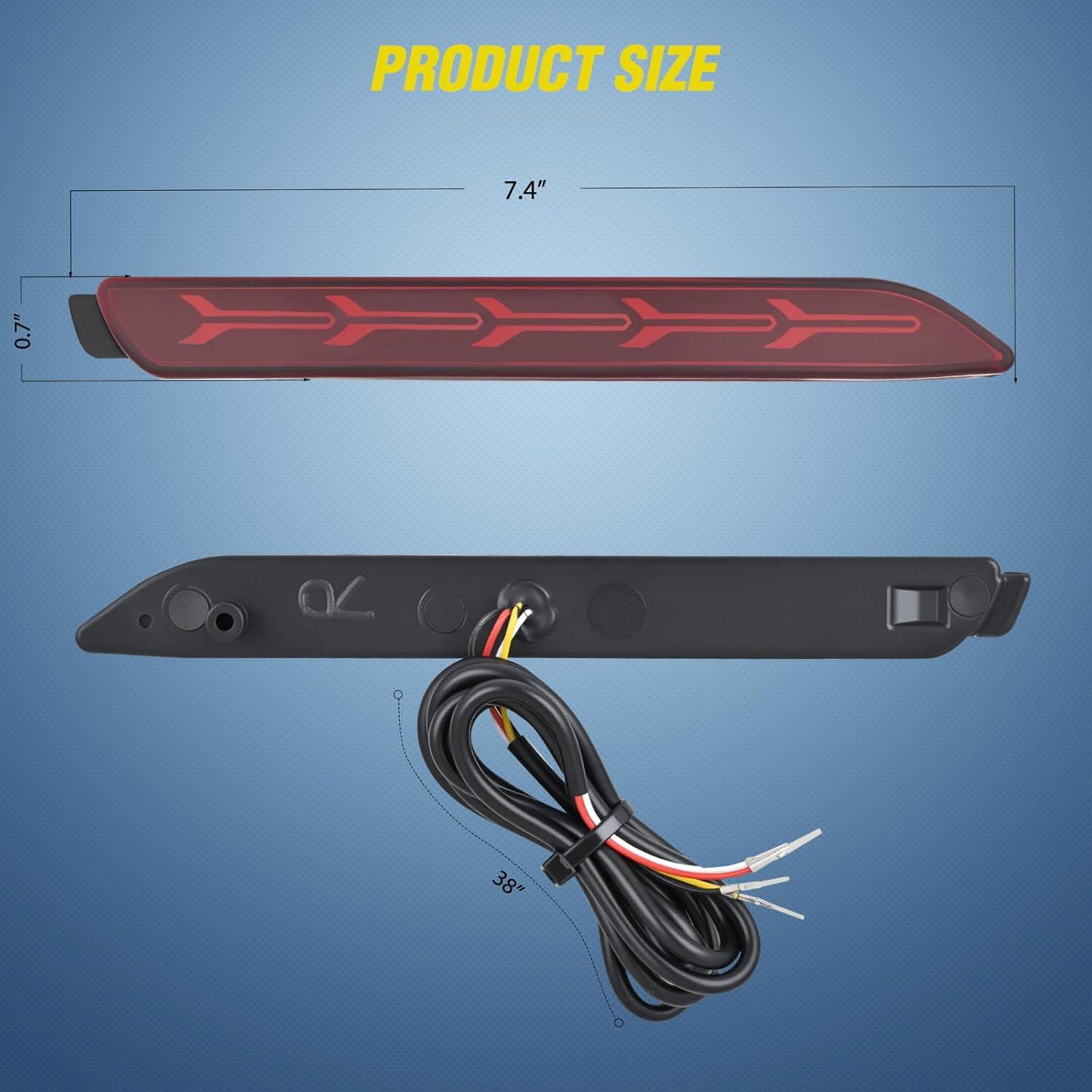 image:imageNilight Rear Bumper Tail Light Compatible with 2023 2024 Honda CRV Red Lens LED Reflector Rear Bumper Lamps Brake Turn Signal Sequential Flashing Driving Taillights ReplacementRed