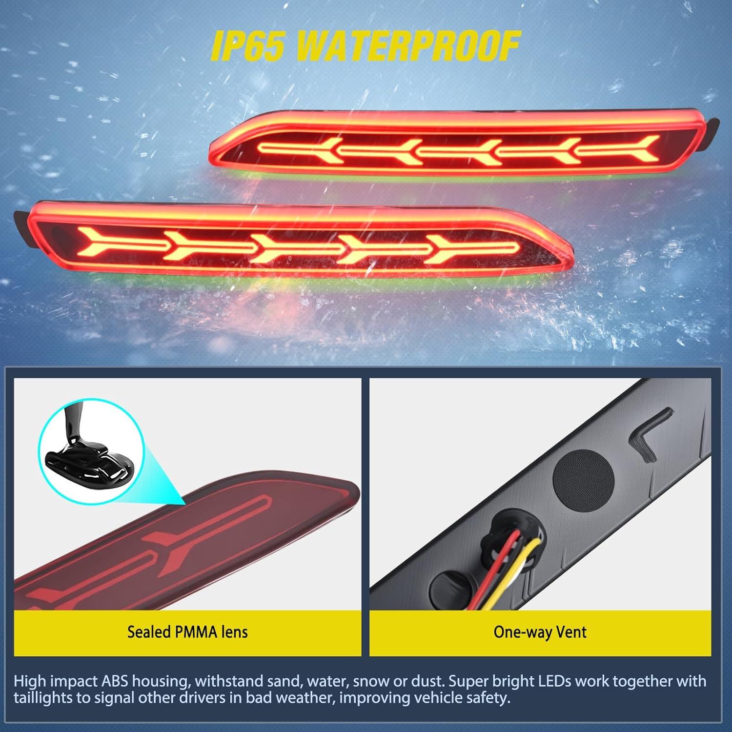 image:imageNilight Rear Bumper Tail Light Compatible with 2023 2024 Honda CRV Red Lens LED Reflector Rear Bumper Lamps Brake Turn Signal Sequential Flashing Driving Taillights ReplacementRed