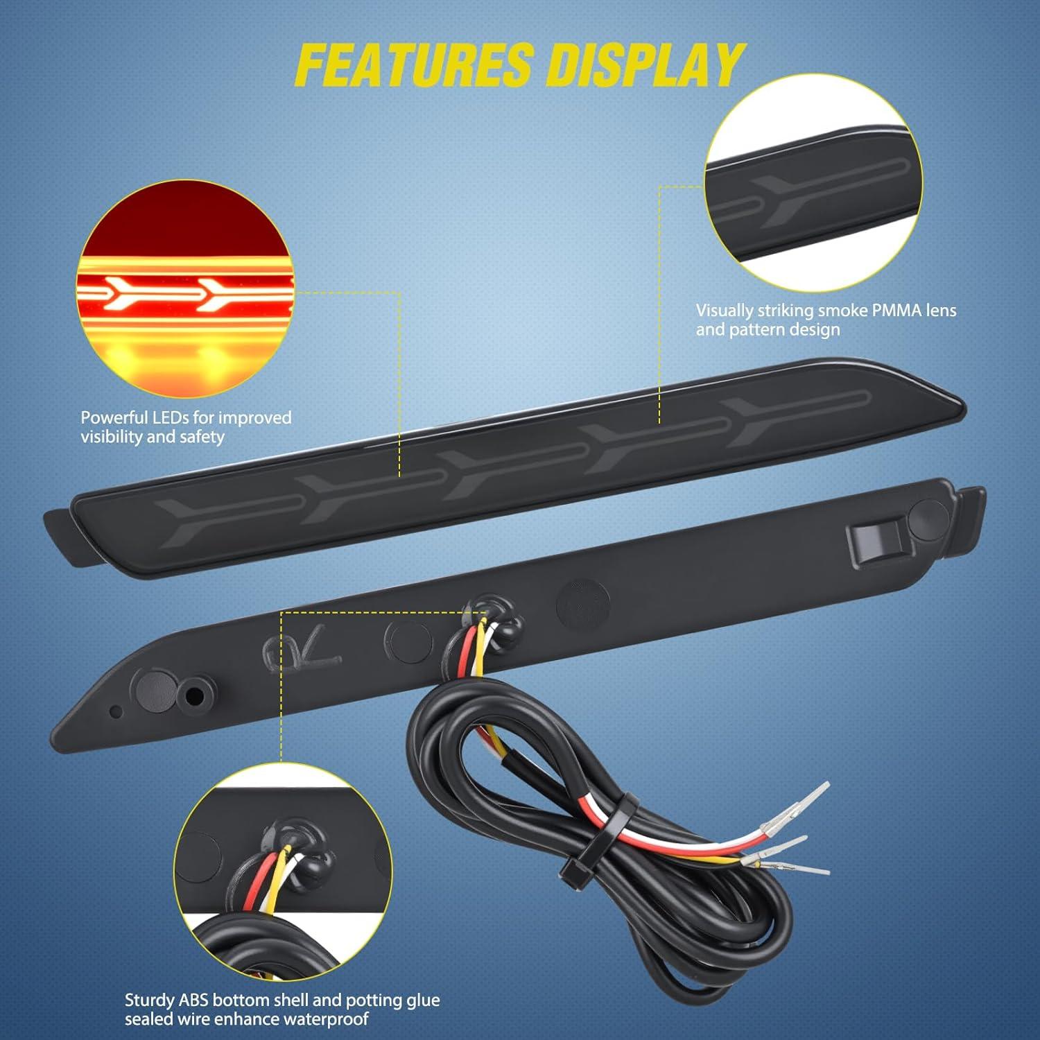 image:imageNilight Rear Bumper Tail Light Compatible with 2023 2024 Honda CRV Red Lens LED Reflector Rear Bumper Lamps Brake Turn Signal Sequential Flashing Driving Taillights ReplacementSmoke