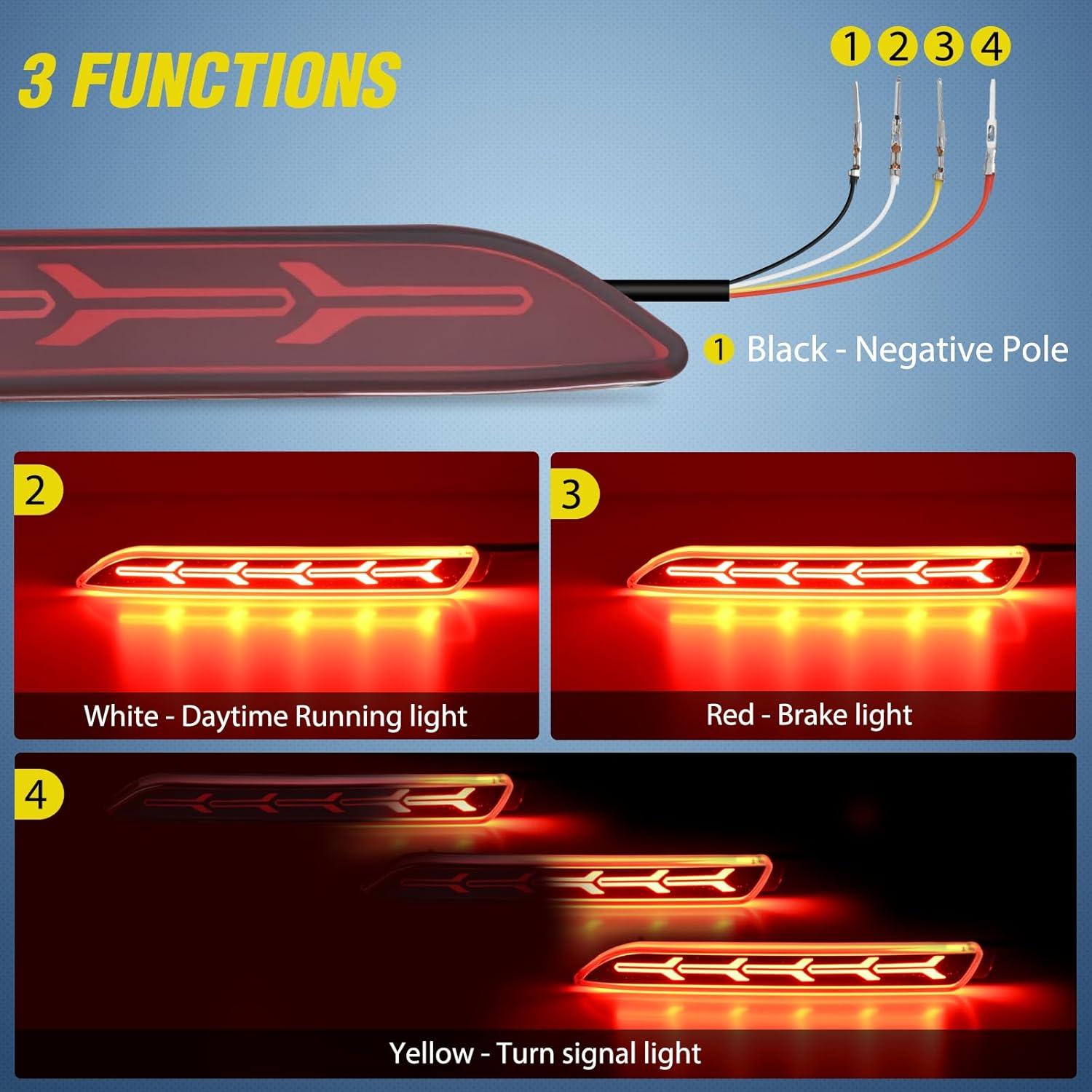 image:imageNilight Rear Bumper Tail Light Compatible with 2023 2024 Honda CRV Red Lens LED Reflector Rear Bumper Lamps Brake Turn Signal Sequential Flashing Driving Taillights ReplacementRed