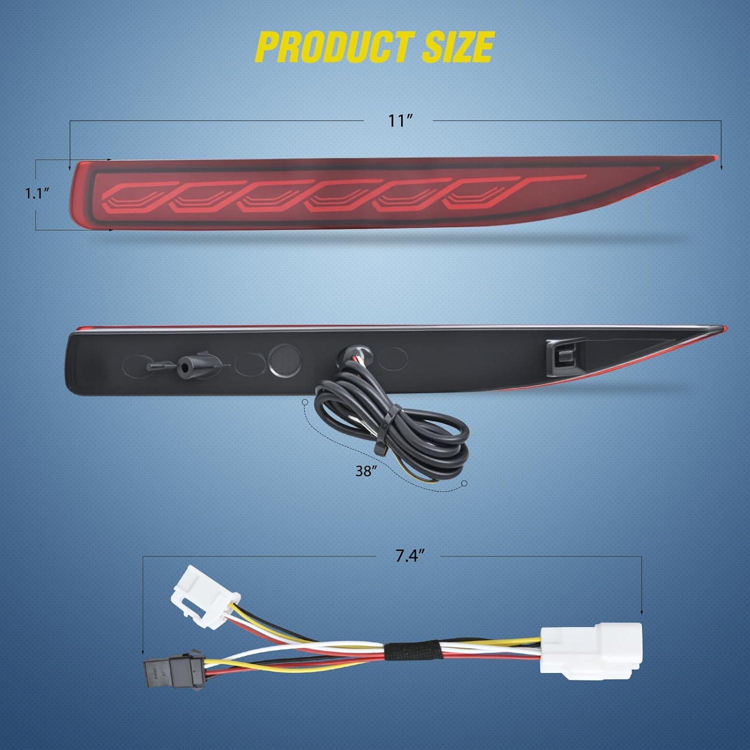 image:imageNilight Rear Bumper Tail Light Compatible with 2023 2024 Honda CRV Red Lens LED Reflector Rear Bumper Lamps Brake Turn Signal Sequential Flashing Driving Taillights ReplacementRed