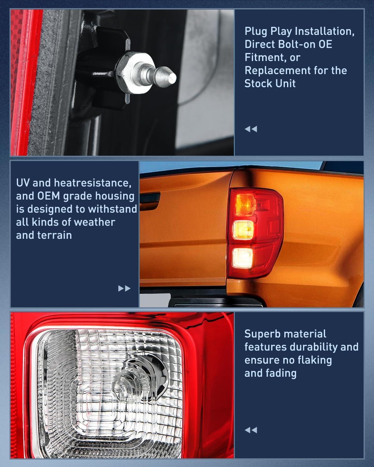 image:imageNilight Tail Light Assembly Compatible with 2019 2020 2021 2022 2023 Ford Ranger XL wo Blind Spot Halogen Type Rear Taillight Lamp Replacement OE Style Driver and Passenger SidePassenger Side