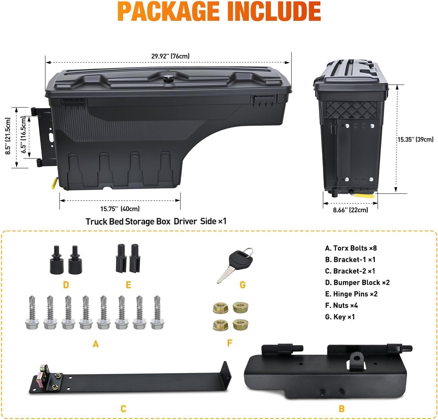 image:imageNilight Truck Bed Tool Box Left Drivers Side Truck Tool Box Fit for Ford F150 19992014 ABS Swing Case Truck Bed Storage Box with Lockable Lid Waterproof Wheel Well Toolbox BlackFor Ford F150 19992014 Driver Side
