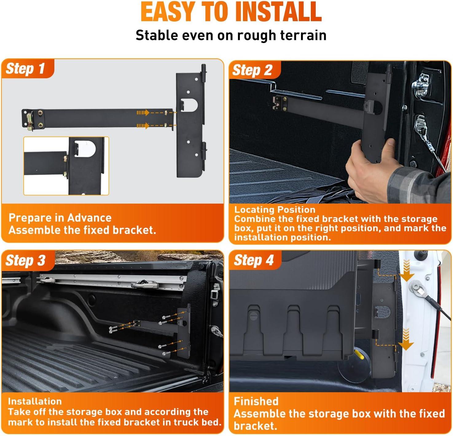 image:imageNilight Truck Bed Tool Box Left Drivers Side Truck Tool Box Fit for Ford F150 19992014 ABS Swing Case Truck Bed Storage Box with Lockable Lid Waterproof Wheel Well Toolbox BlackFor Ford F250350 19992016 Passenger Side