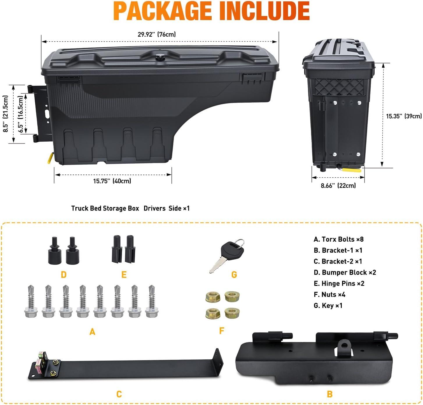 image:imageNilight Truck Bed Tool Box Left Drivers Side Truck Tool Box Fit for Ford F150 19992014 ABS Swing Case Truck Bed Storage Box with Lockable Lid Waterproof Wheel Well Toolbox BlackFor Toyota Tundra 2007 2021 Driver Side