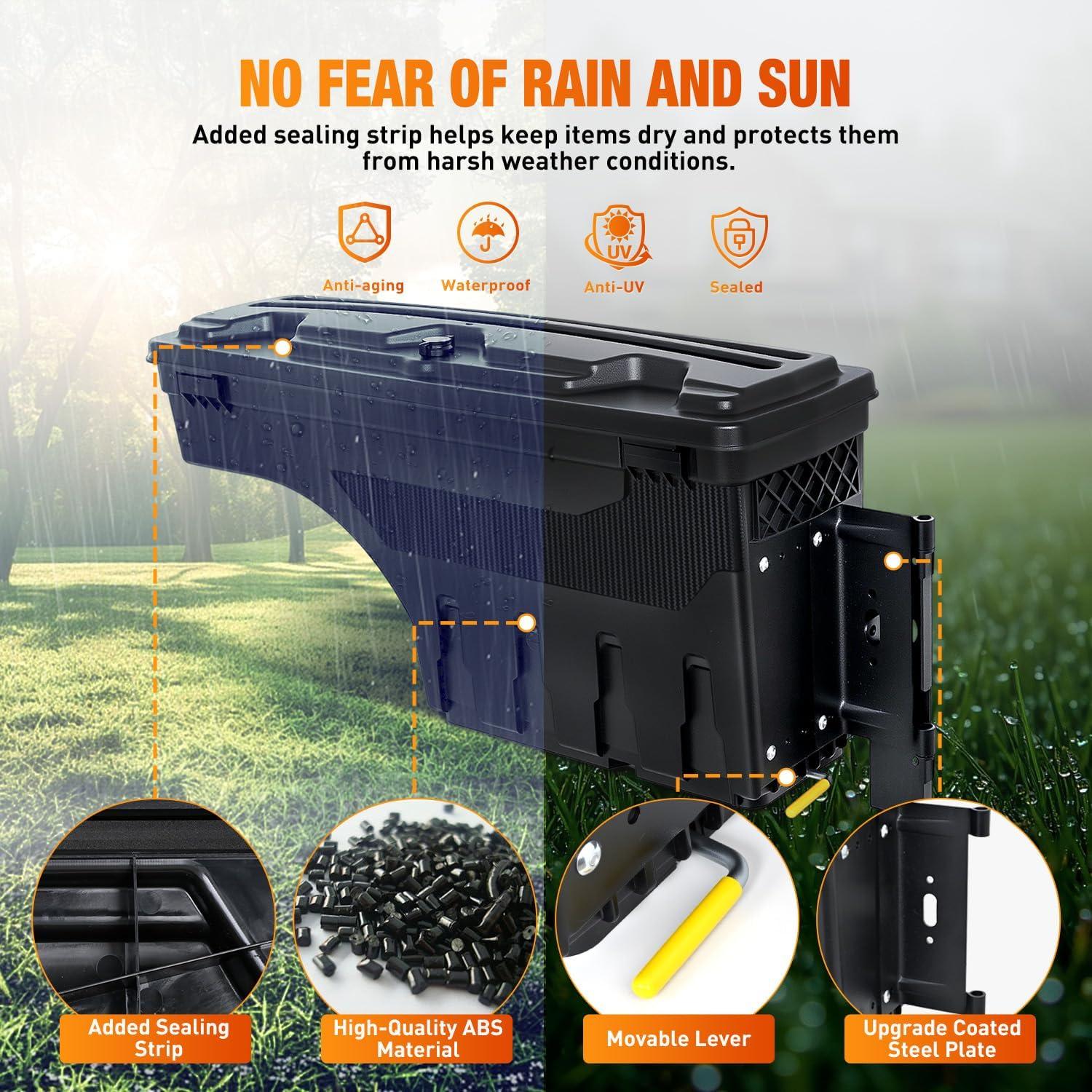 image:imageNilight Truck Bed Tool Box Left Drivers Side Truck Tool Box Fit for Ford F150 19992014 ABS Swing Case Truck Bed Storage Box with Lockable Lid Waterproof Wheel Well Toolbox BlackFor Ford F150 19992014 Passenger Side