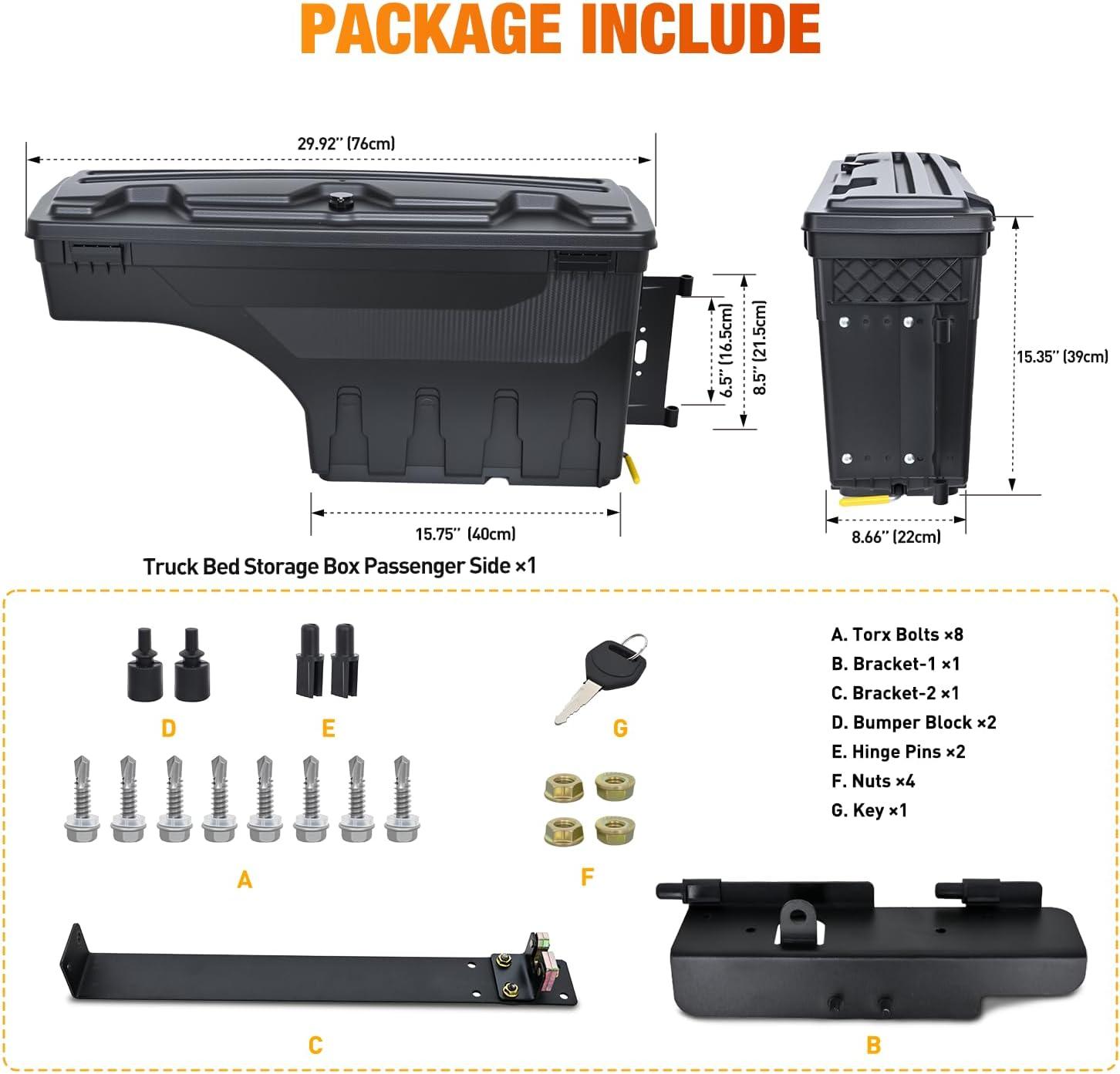 image:imageNilight Truck Bed Tool Box Left Drivers Side Truck Tool Box Fit for Ford F150 19992014 ABS Swing Case Truck Bed Storage Box with Lockable Lid Waterproof Wheel Well Toolbox BlackFor Ford F150 19992014 Passenger Side
