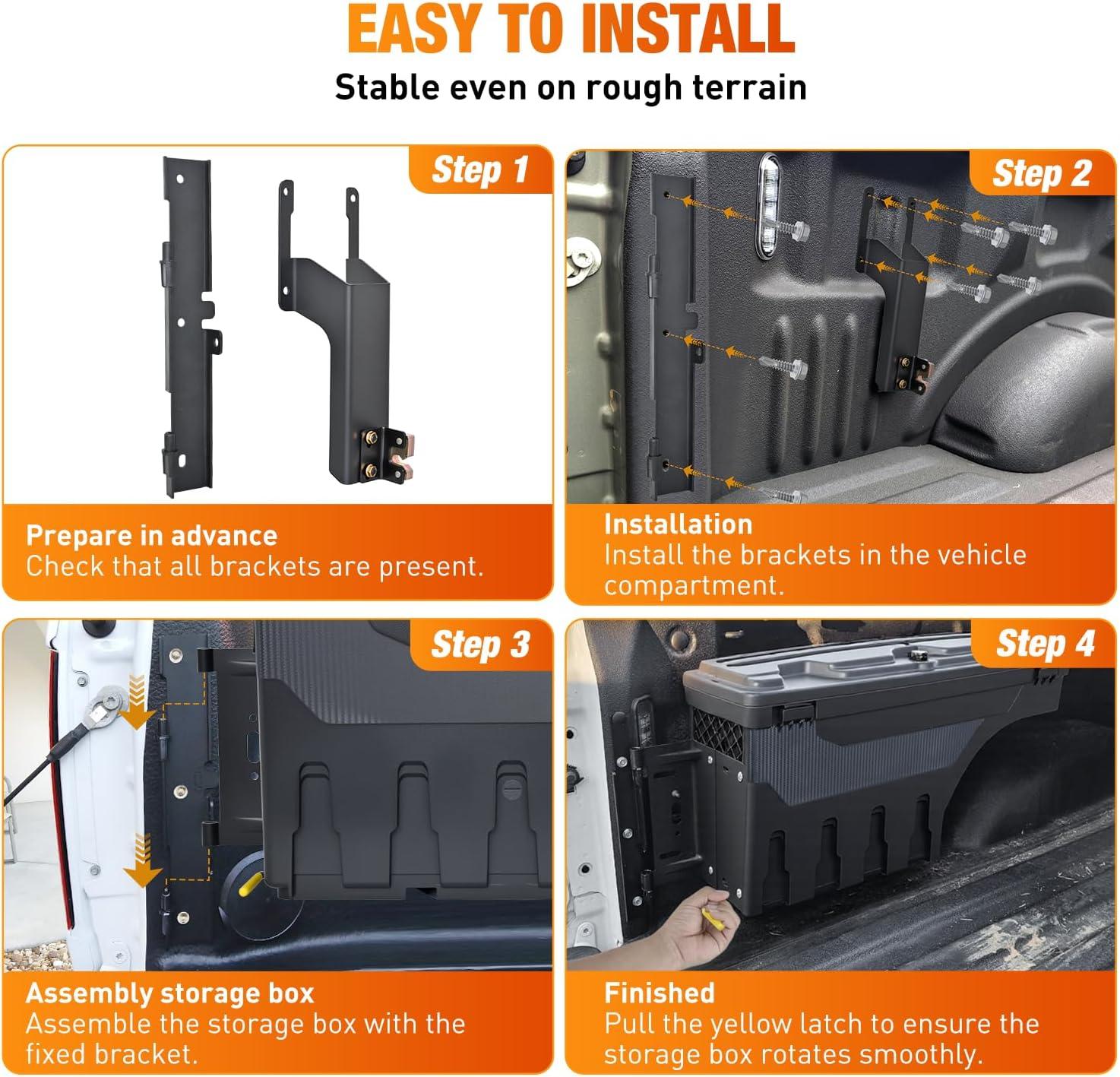 image:imageNilight Truck Bed Tool Box Left Drivers Side Truck Tool Box Fit for Ford F150 19992014 ABS Swing Case Truck Bed Storage Box with Lockable Lid Waterproof Wheel Well Toolbox BlackFor Ford F150 2015 2021 Driver Side