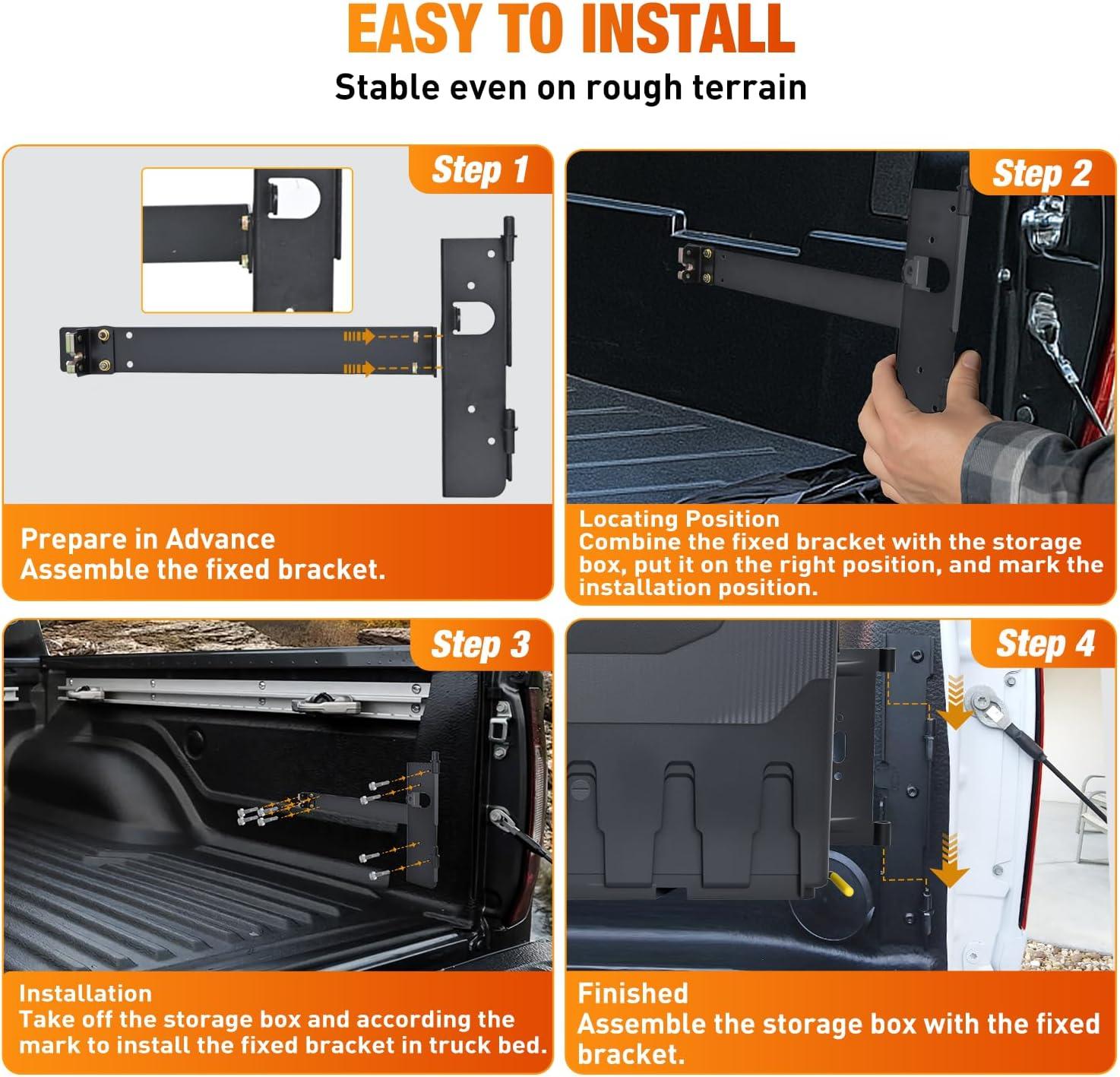 image:imageNilight Truck Bed Tool Box Left Drivers Side Truck Tool Box Fit for Ford F150 19992014 ABS Swing Case Truck Bed Storage Box with Lockable Lid Waterproof Wheel Well Toolbox BlackFor Ford F150 19992014 Passenger Side