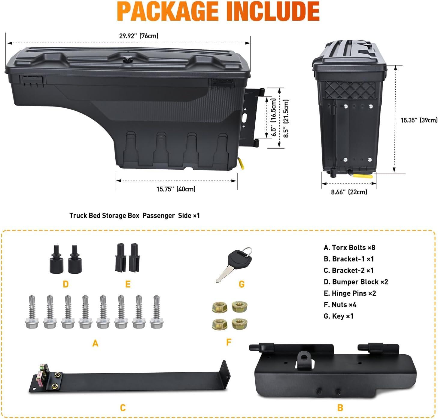 image:imageNilight Truck Bed Tool Box Left Drivers Side Truck Tool Box Fit for Ford F150 19992014 ABS Swing Case Truck Bed Storage Box with Lockable Lid Waterproof Wheel Well Toolbox BlackFor Toyota Tundra 2007 2021 Passenger Side