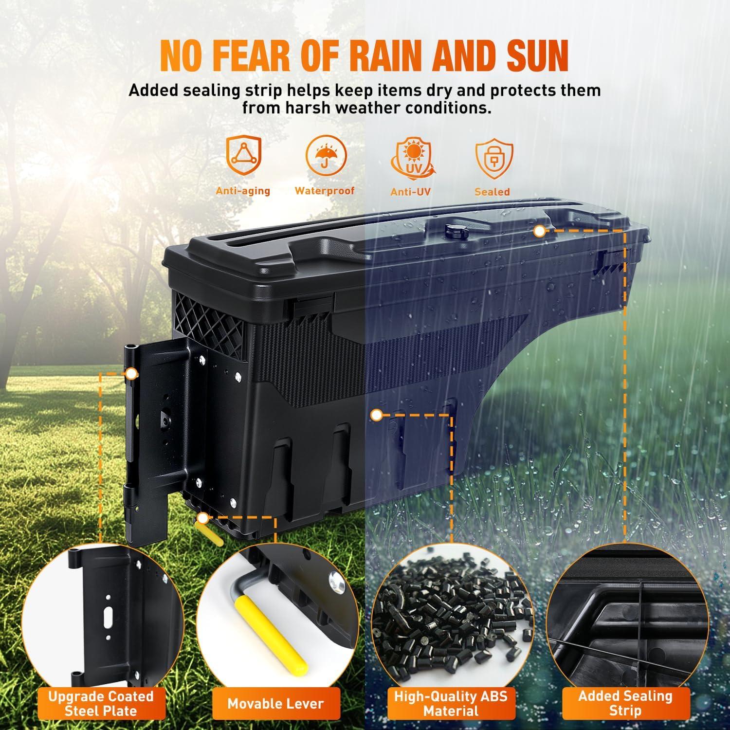 image:imageNilight Truck Bed Tool Box Left Drivers Side Truck Tool Box Fit for Ford F150 19992014 ABS Swing Case Truck Bed Storage Box with Lockable Lid Waterproof Wheel Well Toolbox BlackFor Ford F150 2015 2021 Driver Side