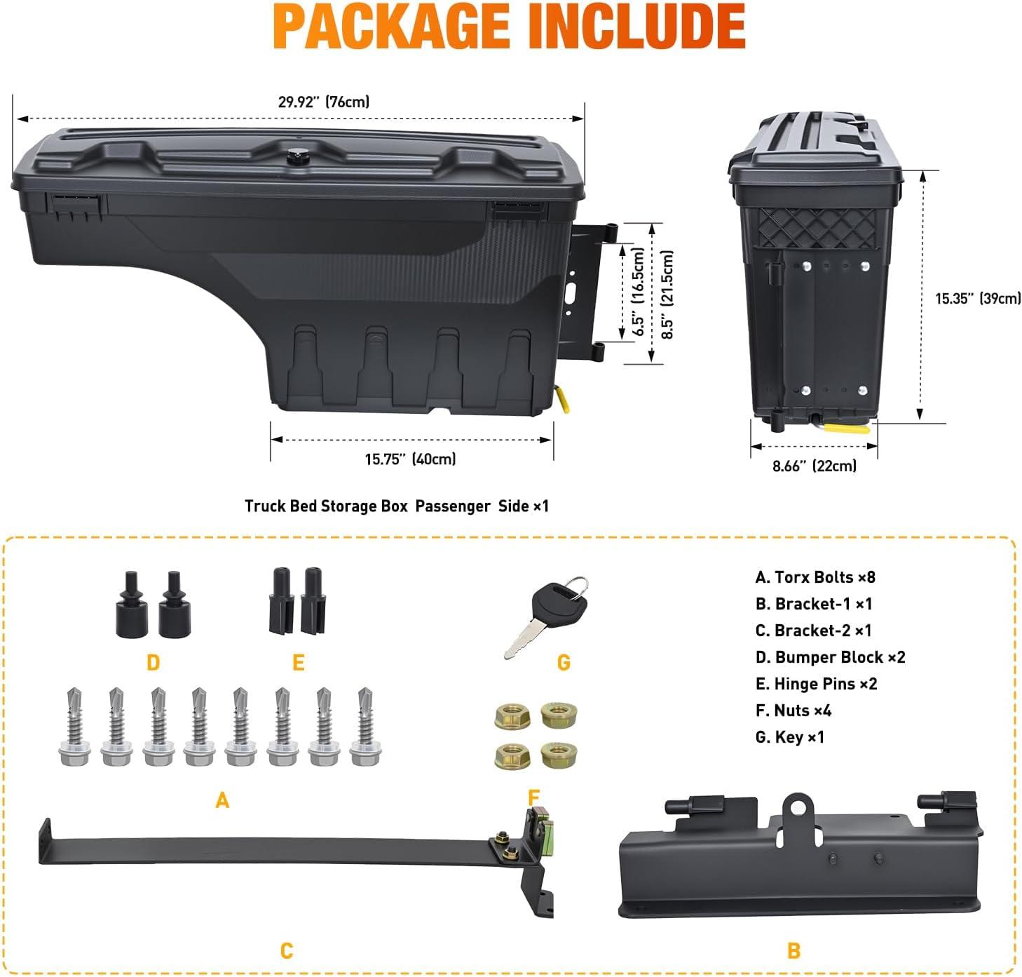 image:imageNilight Truck Bed Tool Box Left Drivers Side Truck Tool Box Fit for Ford F150 19992014 ABS Swing Case Truck Bed Storage Box with Lockable Lid Waterproof Wheel Well Toolbox BlackFor Silverado Sierra 20072018 Passenger Side