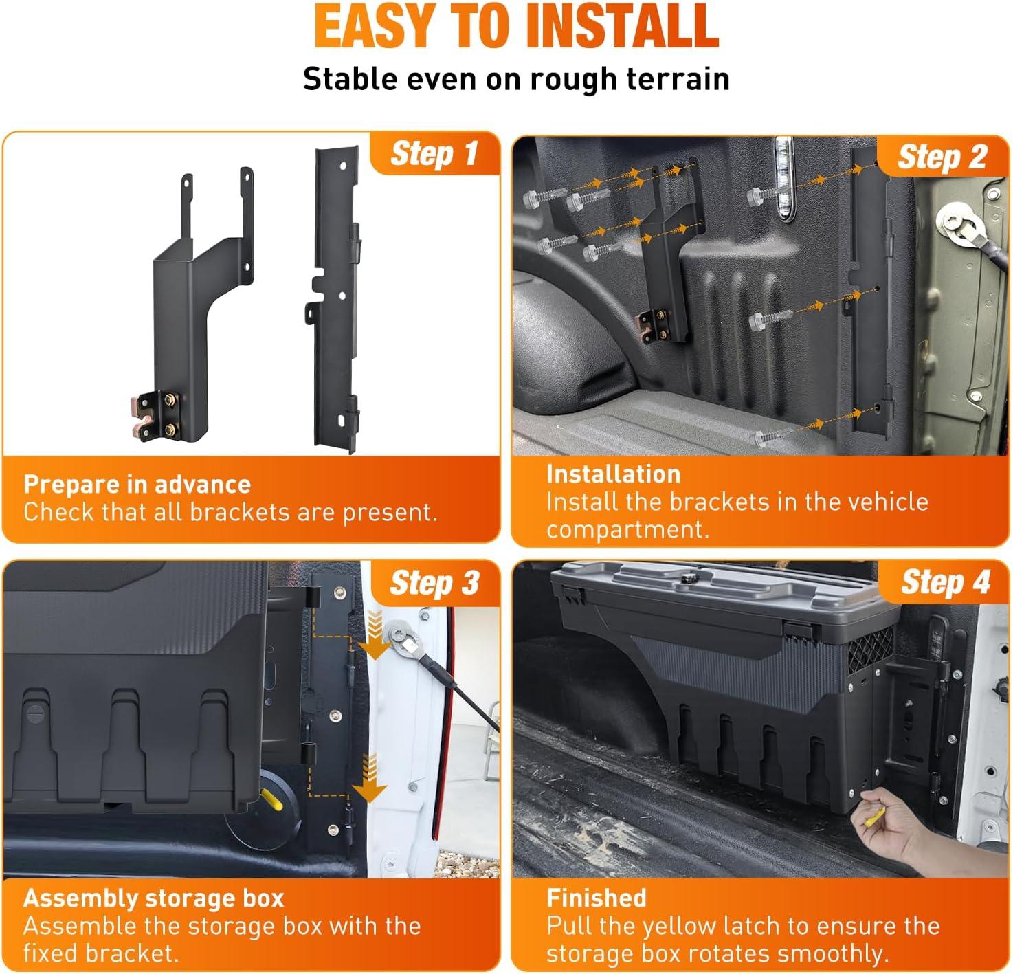 image:imageNilight Truck Bed Tool Box Left Drivers Side Truck Tool Box Fit for Ford F150 19992014 ABS Swing Case Truck Bed Storage Box with Lockable Lid Waterproof Wheel Well Toolbox BlackFor Ford F150 2015 2021 Passenger Side