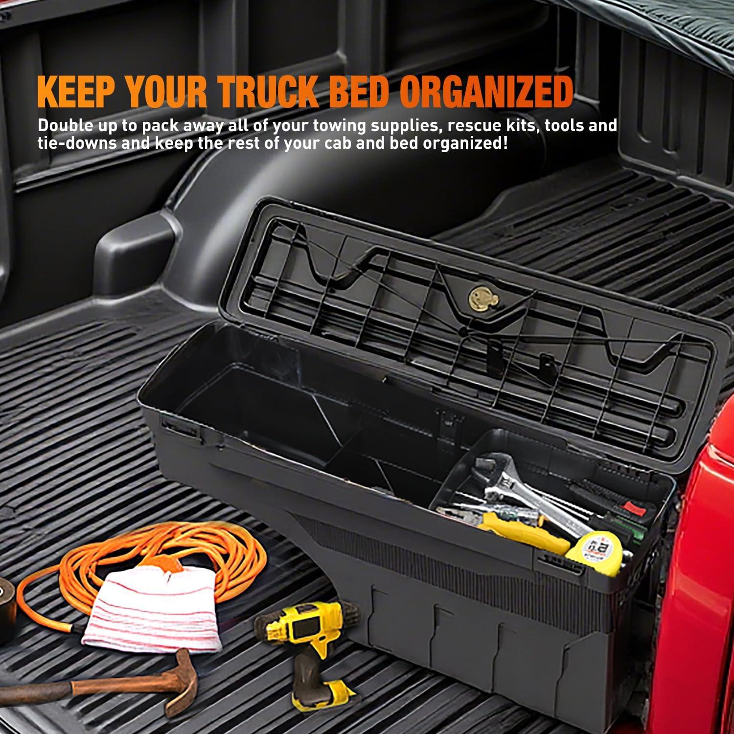 image:imageNilight Truck Bed Tool Box Left Drivers Side Truck Tool Box Fit for Ford F150 19992014 ABS Swing Case Truck Bed Storage Box with Lockable Lid Waterproof Wheel Well Toolbox BlackFor Ford F150 19992014 Driverpassenger Side