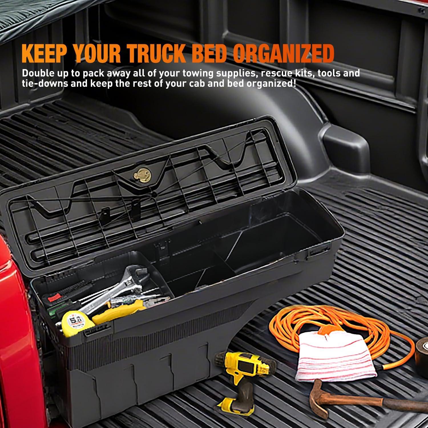 image:imageNilight Truck Bed Tool Box Left Drivers Side Truck Tool Box Fit for Ford F150 19992014 ABS Swing Case Truck Bed Storage Box with Lockable Lid Waterproof Wheel Well Toolbox BlackFor Ford F250350 20172021 Driver Side