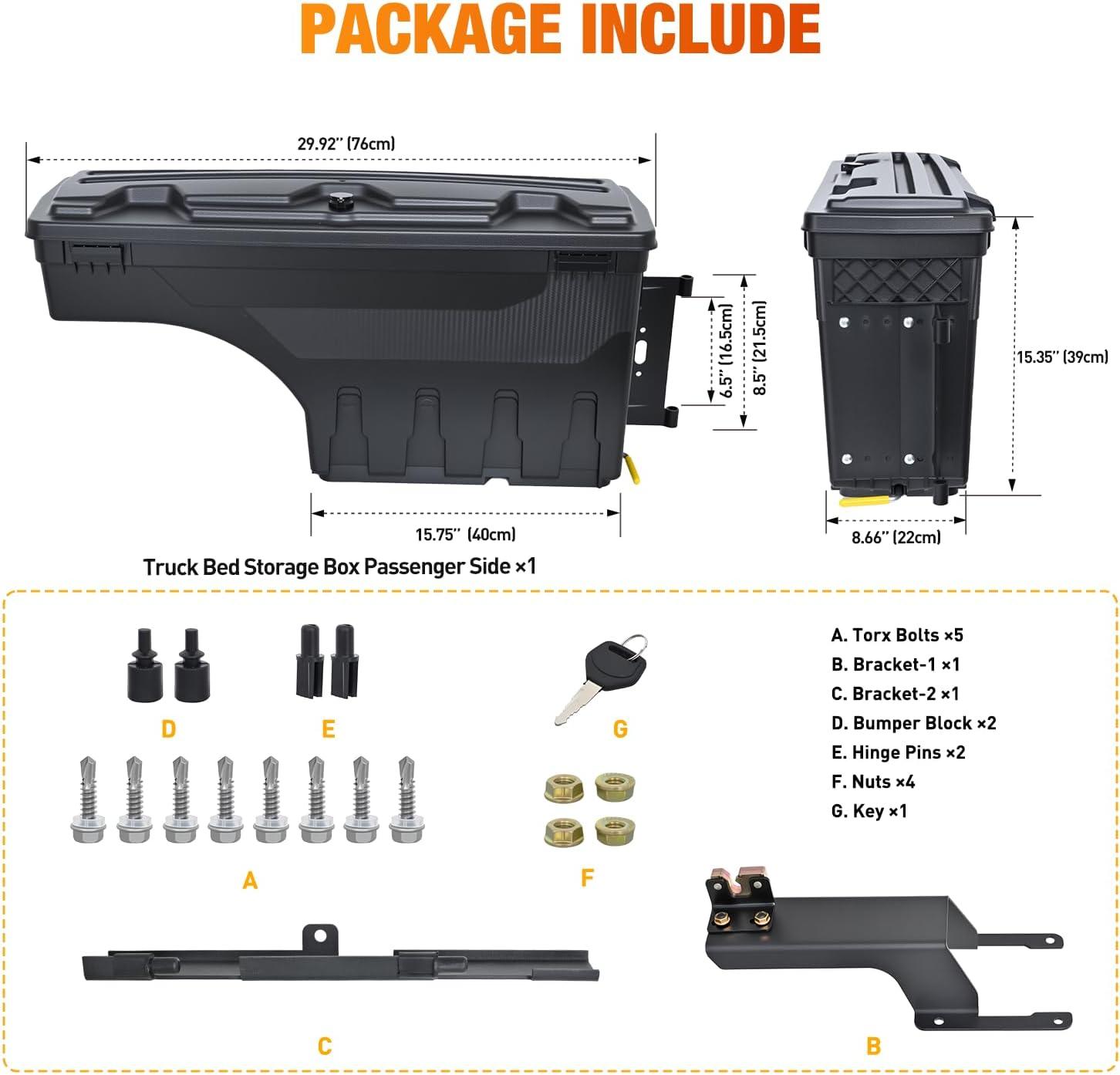 image:imageNilight Truck Bed Tool Box Left Drivers Side Truck Tool Box Fit for Ford F150 19992014 ABS Swing Case Truck Bed Storage Box with Lockable Lid Waterproof Wheel Well Toolbox BlackFor Ford F250350 20172021 Passenger Side