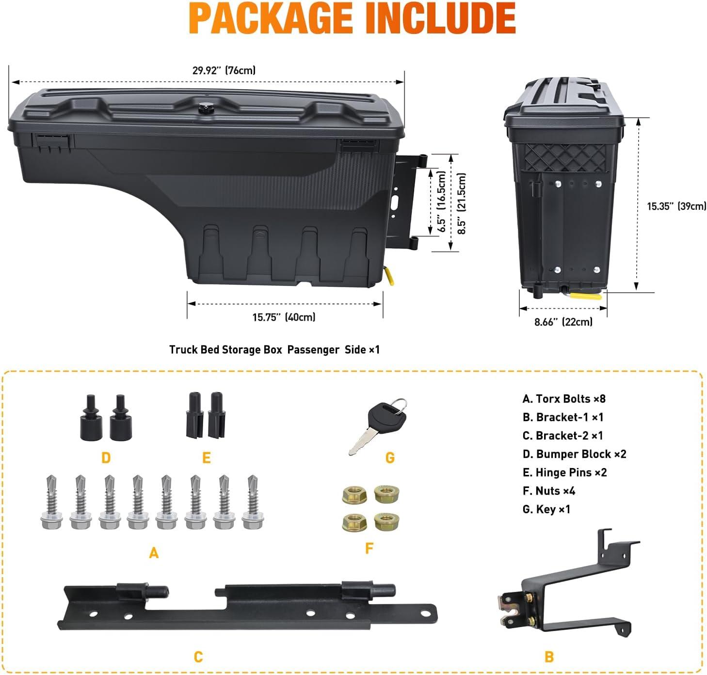 image:imageNilight Truck Bed Tool Box Left Drivers Side Truck Tool Box Fit for Ford F150 19992014 ABS Swing Case Truck Bed Storage Box with Lockable Lid Waterproof Wheel Well Toolbox BlackFor Silverado Sierra 20192020 Passenger Side