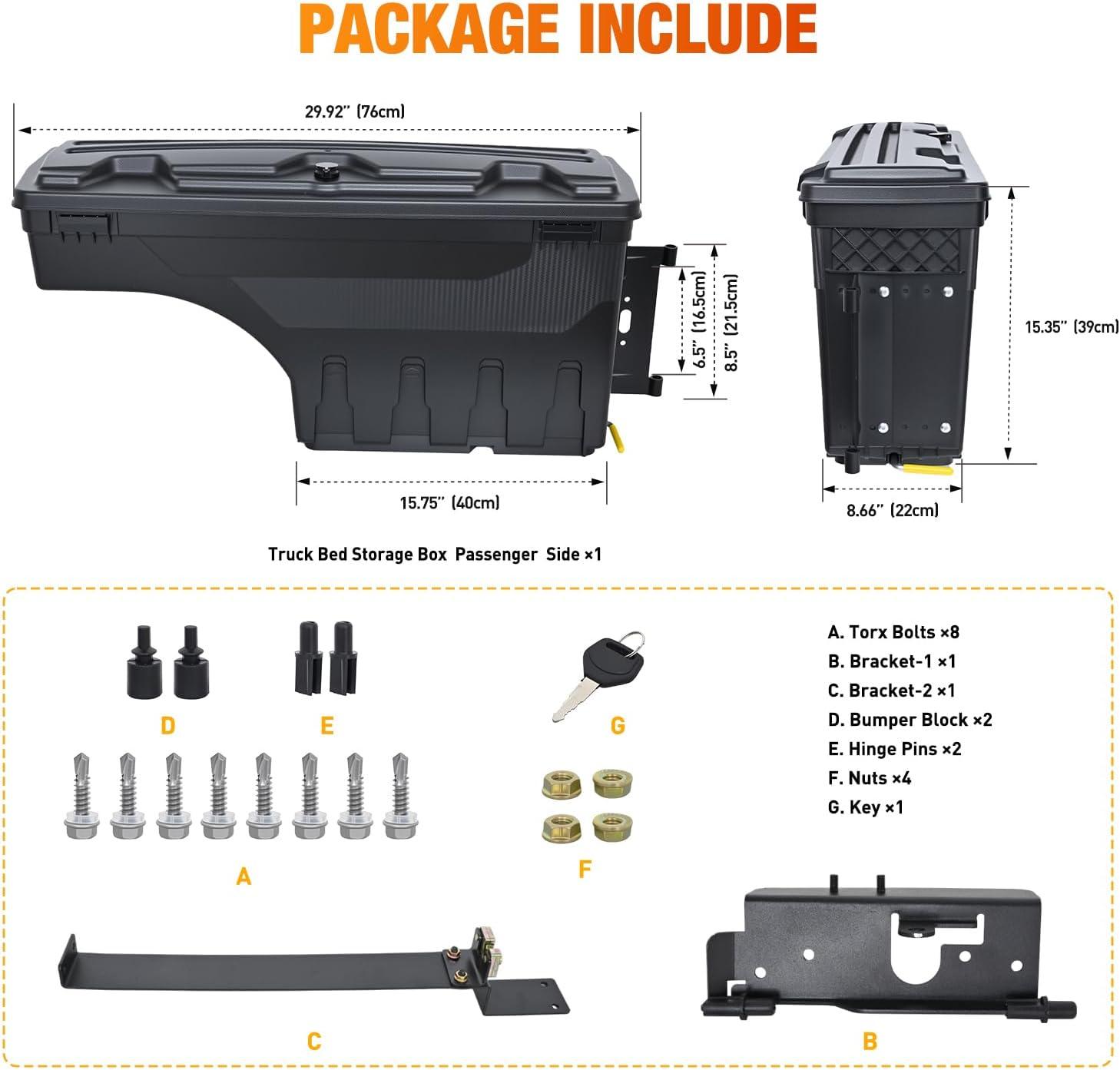 image:imageNilight Truck Bed Tool Box Left Drivers Side Truck Tool Box Fit for Ford F150 19992014 ABS Swing Case Truck Bed Storage Box with Lockable Lid Waterproof Wheel Well Toolbox BlackFor Dodge Ram 1500 2500 20022018 Passenger Side