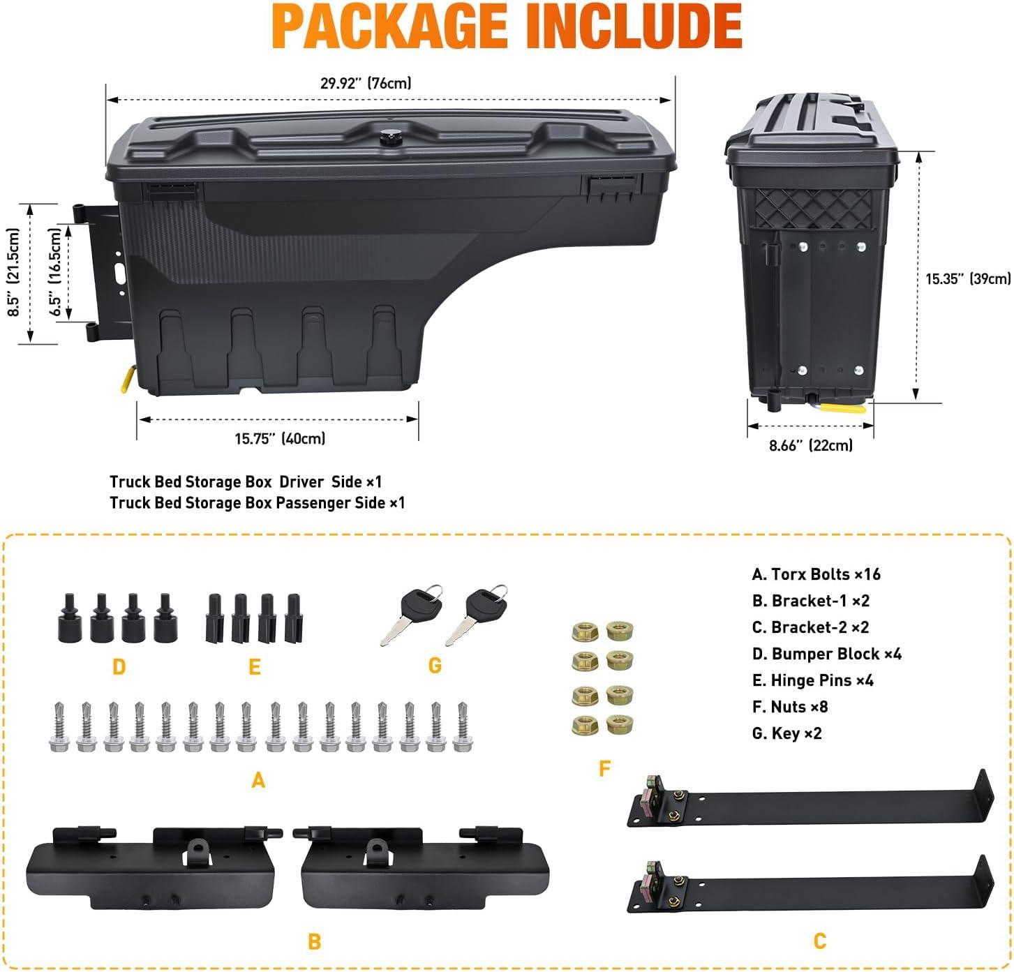 image:imageNilight Truck Bed Tool Box Left Drivers Side Truck Tool Box Fit for Ford F150 19992014 ABS Swing Case Truck Bed Storage Box with Lockable Lid Waterproof Wheel Well Toolbox BlackFor Ford F150 19992014 Driverpassenger Side