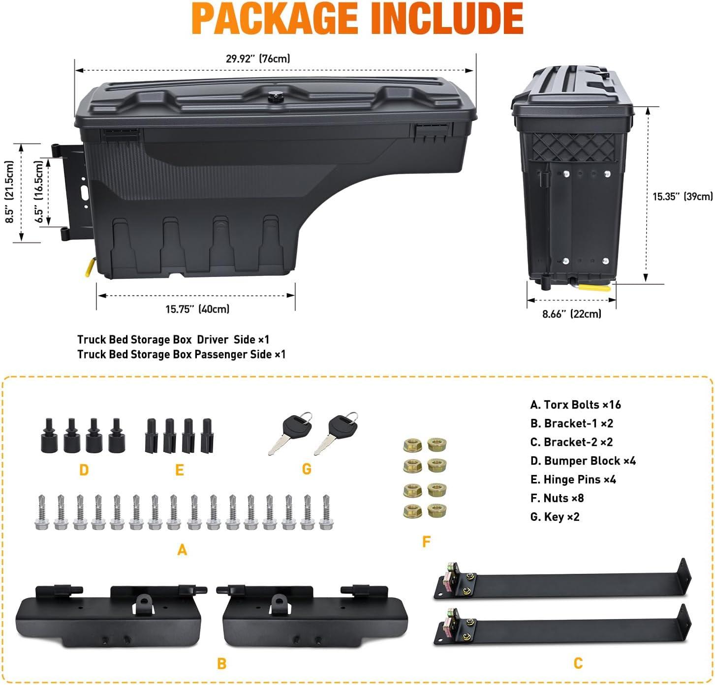 image:imageNilight Truck Bed Tool Box Left Drivers Side Truck Tool Box Fit for Ford F150 19992014 ABS Swing Case Truck Bed Storage Box with Lockable Lid Waterproof Wheel Well Toolbox BlackFor Toyota Tundra 20072021 DriverPassenger Side