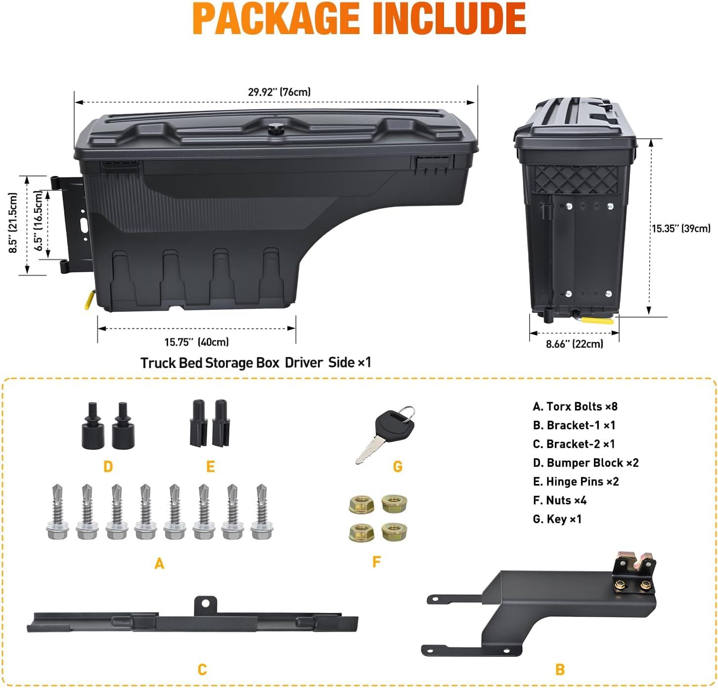 image:imageNilight Truck Bed Tool Box Left Drivers Side Truck Tool Box Fit for Ford F150 19992014 ABS Swing Case Truck Bed Storage Box with Lockable Lid Waterproof Wheel Well Toolbox BlackFor Ford F150 2015 2021 Driver Side