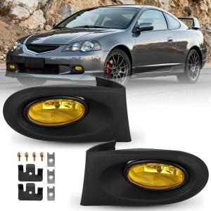 Nilight Fog Lights Assembly Compatible with 2002 2003 2004 Acura RSX Left Driver and Right Passenger Side Amber Lens w/H11 12V 55W Bulbs(2002-2004 Acura RSX Amber)