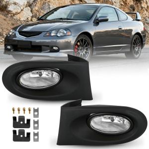Nilight Fog Lights Assembly Compatible with 2002 2003 2004 Acura RSX Left Driver and Right Passenger Side Amber Lens w/H11 12V 55W Bulbs(2002-2004 Acura RSX Clear)