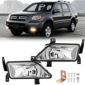 Nilight Fog Lights Assembly Compatible with 2002 2003 2004 Acura RSX Left Driver and Right Passenger Side Amber Lens w/H11 12V 55W Bulbs(2006-2008 Honda Pilot)