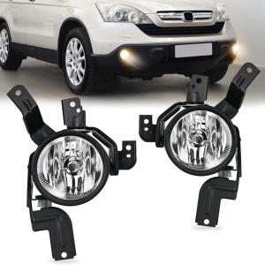 Nilight Fog Lights Assembly Compatible with 2002 2003 2004 Acura RSX Left Driver and Right Passenger Side Amber Lens w/H11 12V 55W Bulbs(2007-2009 Honda CRV)