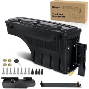 Nilight Truck Bed Tool Box Left Drivers Side Truck Tool Box Fit for Ford F-150 1999-2014 ABS Swing Case Truck Bed Storage Box with Lockable Lid Waterproof Wheel Well Toolbox Black(For Ford F-150 1999-2014 Passenger Side)