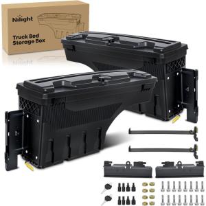 Nilight Truck Bed Tool Box Left Drivers Side Truck Tool Box Fit for Ford F-150 1999-2014 ABS Swing Case Truck Bed Storage Box with Lockable Lid Waterproof Wheel Well Toolbox Black(For Silverado Sierra 2007-2018 Driver&Passenger)
