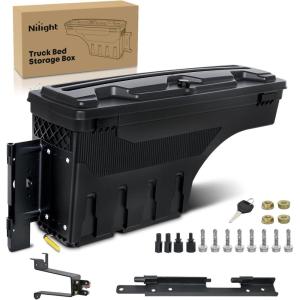 Nilight Truck Bed Tool Box Left Drivers Side Truck Tool Box Fit for Ford F-150 1999-2014 ABS Swing Case Truck Bed Storage Box with Lockable Lid Waterproof Wheel Well Toolbox Black(For Silverado Sierra 2019-2020 Driver Side)
