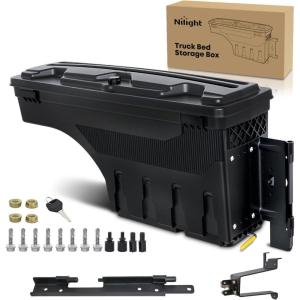 Nilight Truck Bed Tool Box Left Drivers Side Truck Tool Box Fit for Ford F-150 1999-2014 ABS Swing Case Truck Bed Storage Box with Lockable Lid Waterproof Wheel Well Toolbox Black(For Silverado Sierra 2019-2020 Passenger Side)
