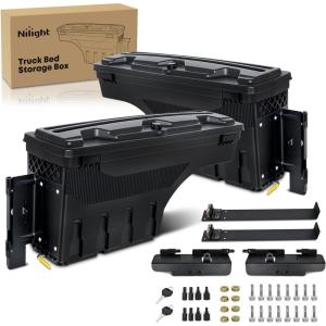 Nilight Truck Bed Tool Box Left Drivers Side Truck Tool Box Fit for Ford F-150 1999-2014 ABS Swing Case Truck Bed Storage Box with Lockable Lid Waterproof Wheel Well Toolbox Black(For Ford F-150 1999-2014 Driver&passenger Side)
