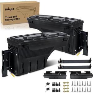 Nilight Truck Bed Tool Box Left Drivers Side Truck Tool Box Fit for Ford F-150 1999-2014 ABS Swing Case Truck Bed Storage Box with Lockable Lid Waterproof Wheel Well Toolbox Black(For Toyota Tundra 2007-2021 Driver&Passenger Side)