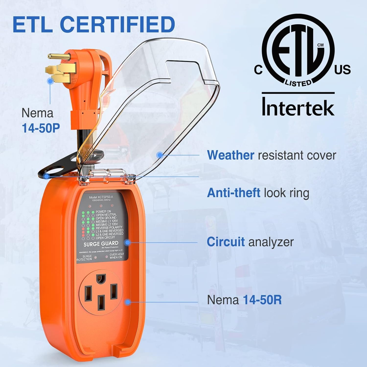 image:imageNilight 30 Amp RV Surge Protector 12000 Joules Circuit Analyzer with LED RealTime Display Voltage Monitor 30Amp Power Protectors IP66 Waterproof Cover for RVs Camper Travel Trailer50A