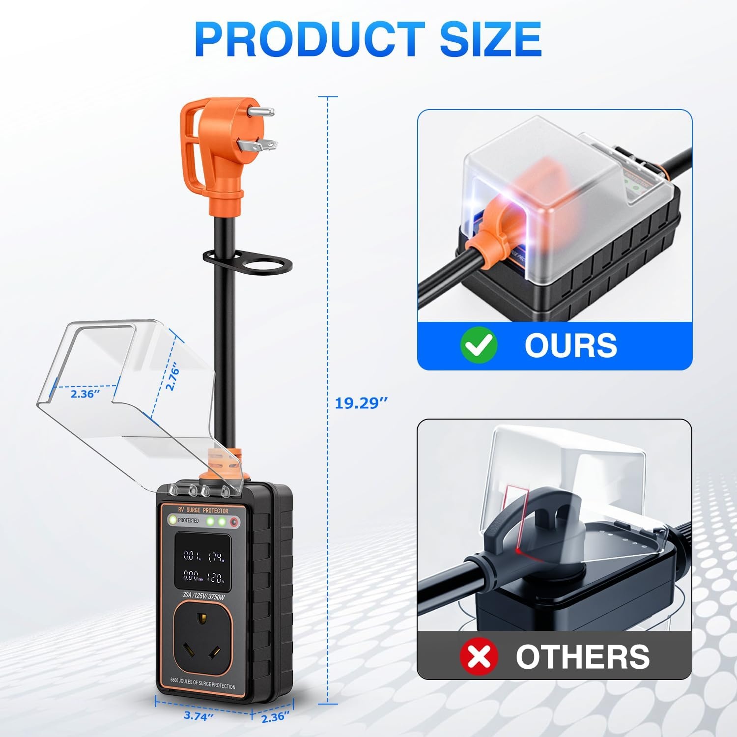 image:imageNilight 30 Amp RV Surge Protector 12000 Joules Circuit Analyzer with LED RealTime Display Voltage Monitor 30Amp Power Protectors IP66 Waterproof Cover for RVs Camper Travel Trailer30A wVoltage Display