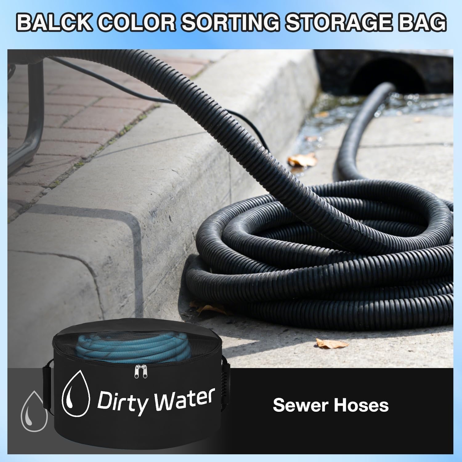 image:imageNilight 3 Pack RV Hose Storage Bag Waterproof Utility Bag with Visible Cover amp Dual Zipper Closure RV Storage and Organization for Sewer Fresh Water Hoses Electrical Cords Camper Tools Accessories1 PC Black