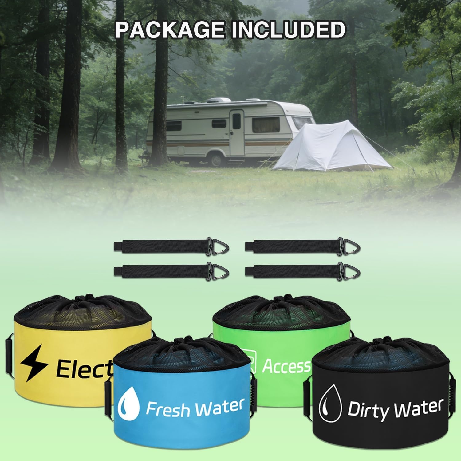 image:imageNilight 3 Pack RV Hose Storage Bag Waterproof Utility Bag with Visible Cover amp Dual Zipper Closure RV Storage and Organization for Sewer Fresh Water Hoses Electrical Cords Camper Tools Accessories4 PCS BlueBlackYellowGreen