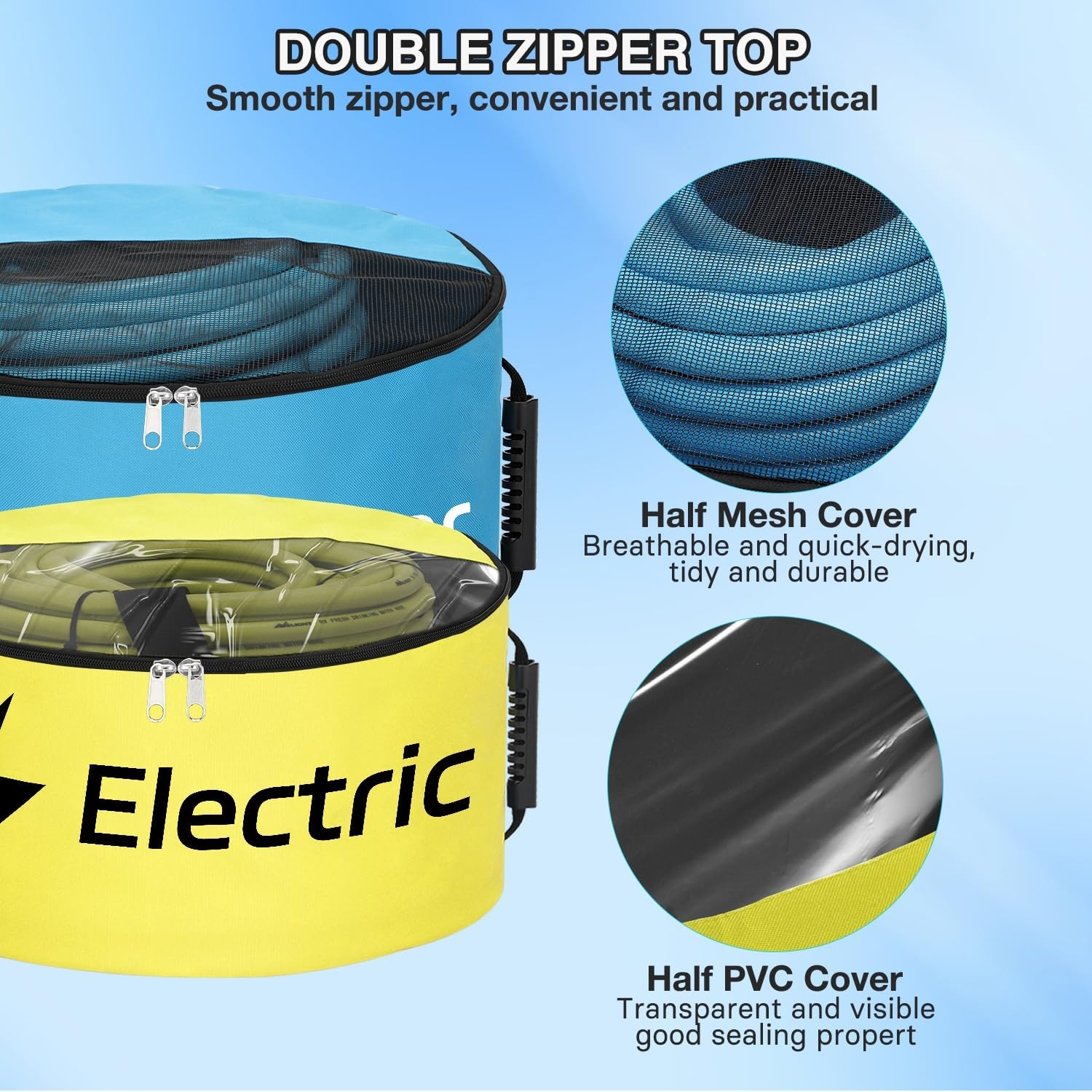 image:imageNilight 3 Pack RV Hose Storage Bag Waterproof Utility Bag with Visible Cover amp Dual Zipper Closure RV Storage and Organization for Sewer Fresh Water Hoses Electrical Cords Camper Tools Accessories4 PCS BlueBlackYellowGreen