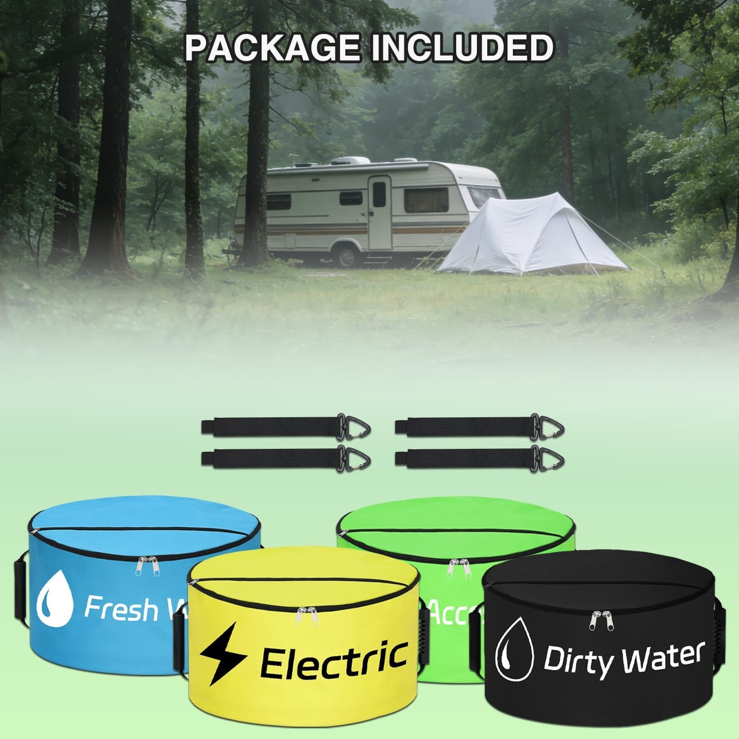 image:imageNilight 3 Pack RV Hose Storage Bag Waterproof Utility Bag with Visible Cover amp Dual Zipper Closure RV Storage and Organization for Sewer Fresh Water Hoses Electrical Cords Camper Tools Accessories4 PCS BlueBlackYellowGreen