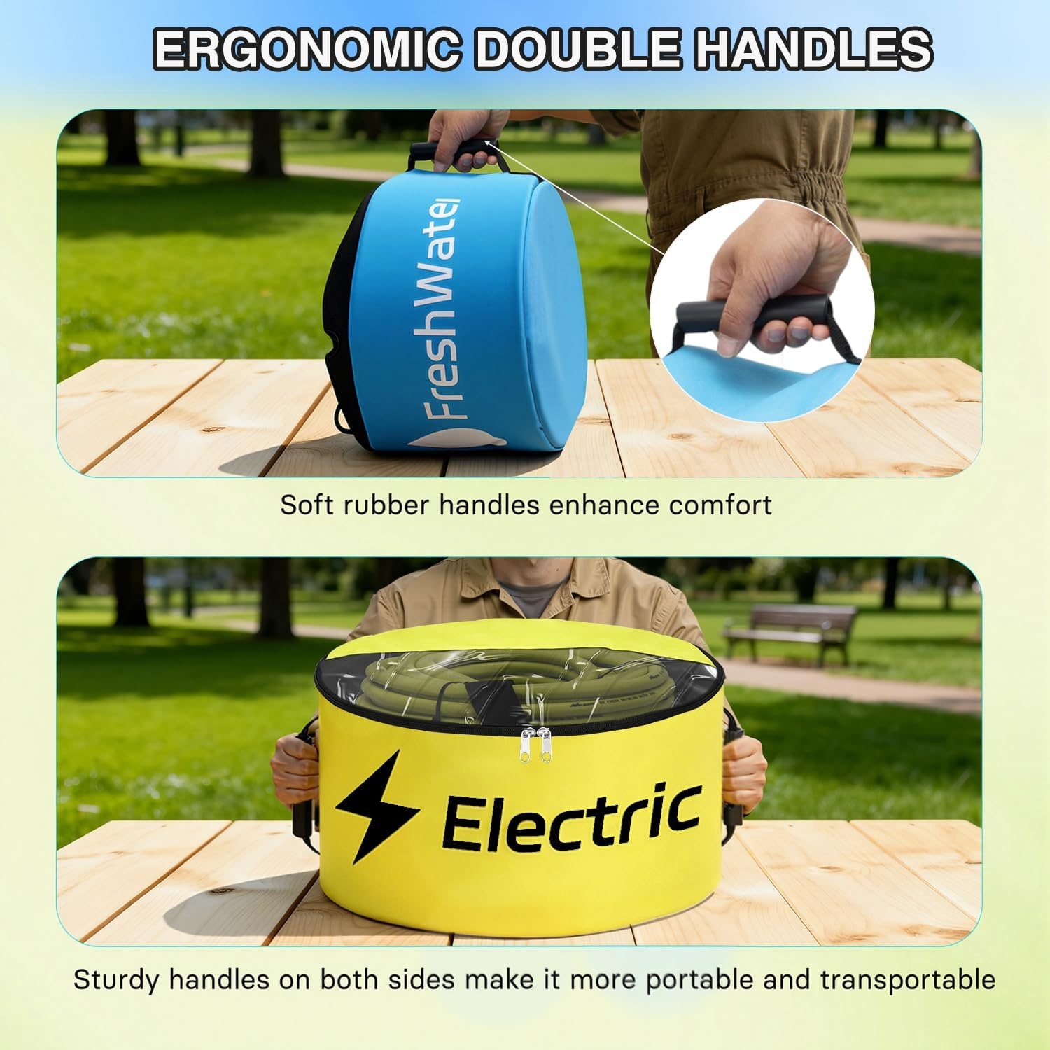image:imageNilight 3 Pack RV Hose Storage Bag Waterproof Utility Bag with Visible Cover amp Dual Zipper Closure RV Storage and Organization for Sewer Fresh Water Hoses Electrical Cords Camper Tools Accessories3 PCS BlueBlackYellow