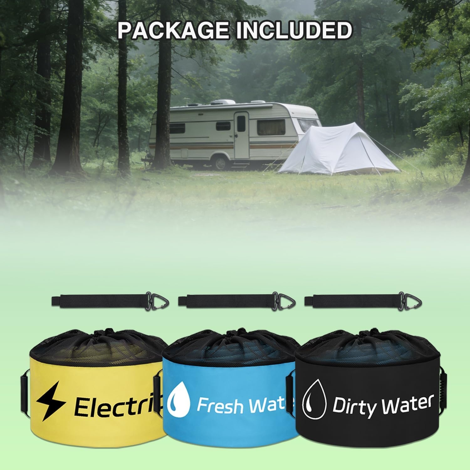 image:imageNilight 3 Pack RV Hose Storage Bag Waterproof Utility Bag with Visible Cover amp Dual Zipper Closure RV Storage and Organization for Sewer Fresh Water Hoses Electrical Cords Camper Tools Accessories3 PCS BlueBlackYellow