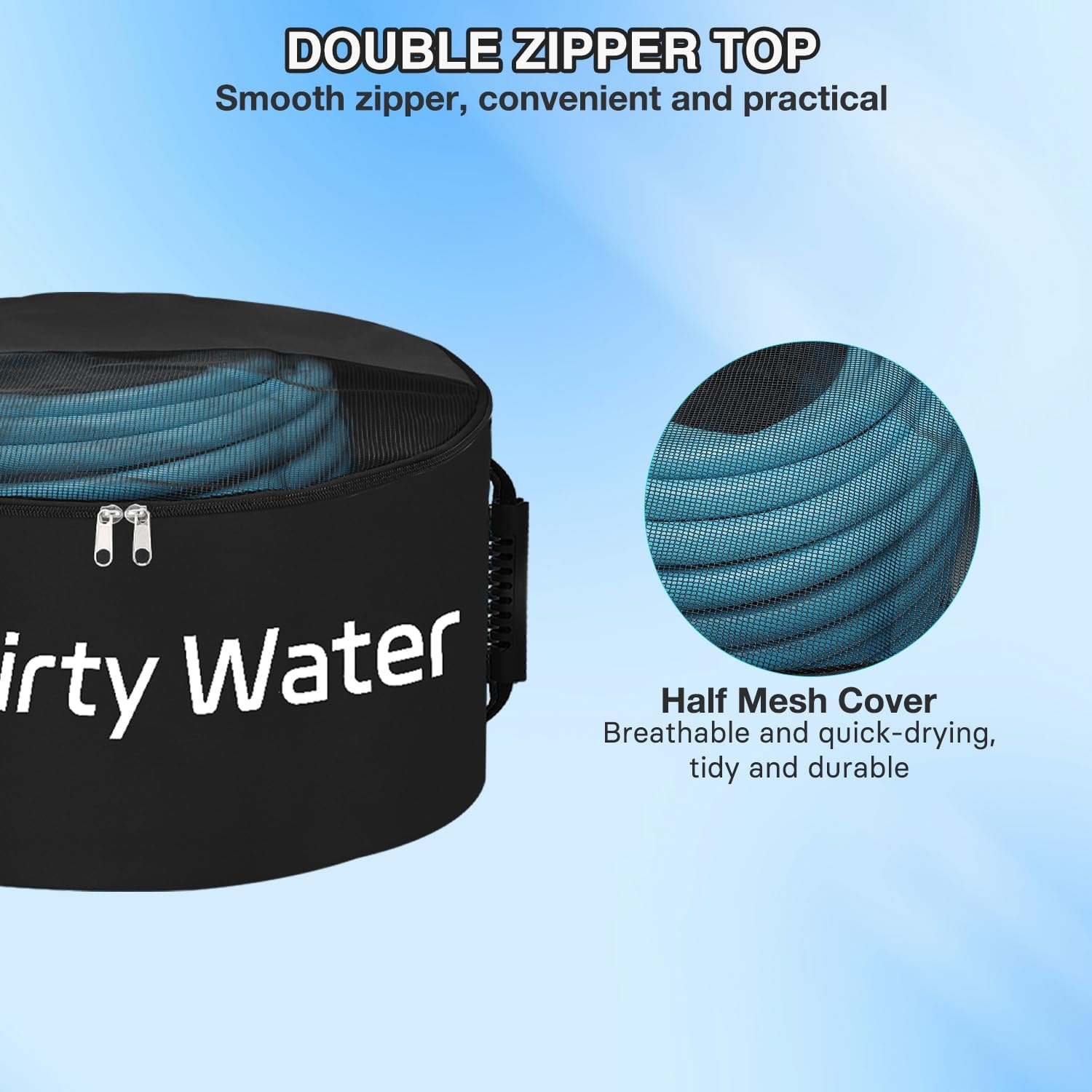 image:imageNilight 3 Pack RV Hose Storage Bag Waterproof Utility Bag with Visible Cover amp Dual Zipper Closure RV Storage and Organization for Sewer Fresh Water Hoses Electrical Cords Camper Tools Accessories1 PC Black