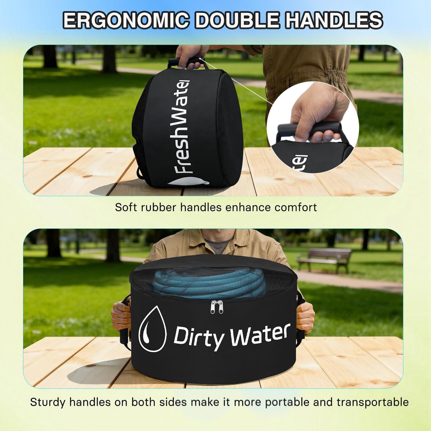image:imageNilight 3 Pack RV Hose Storage Bag Waterproof Utility Bag with Visible Cover amp Dual Zipper Closure RV Storage and Organization for Sewer Fresh Water Hoses Electrical Cords Camper Tools Accessories1 PC Black