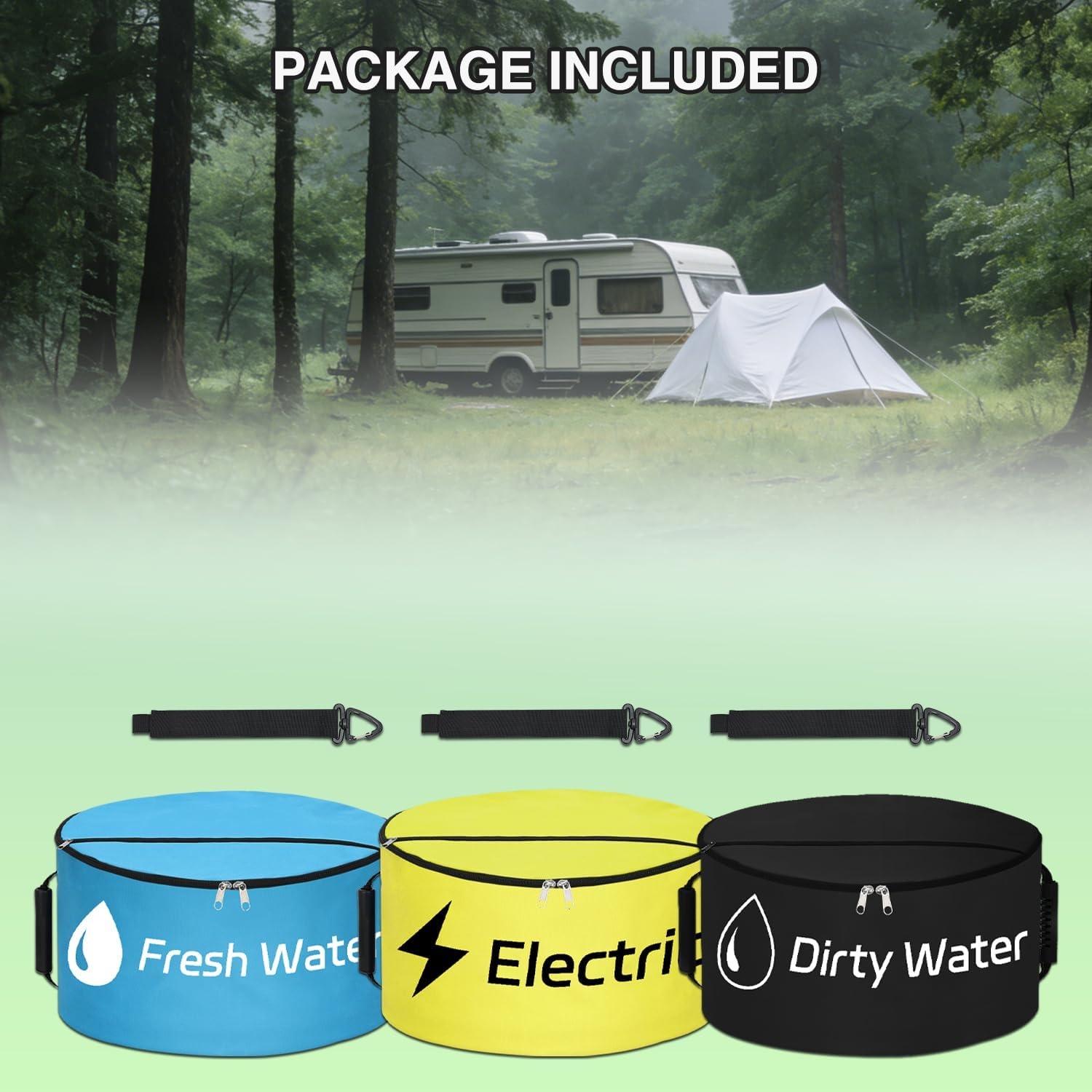 image:imageNilight 3 Pack RV Hose Storage Bag Waterproof Utility Bag with Visible Cover amp Dual Zipper Closure RV Storage and Organization for Sewer Fresh Water Hoses Electrical Cords Camper Tools Accessories3 PCS BlueBlackYellow