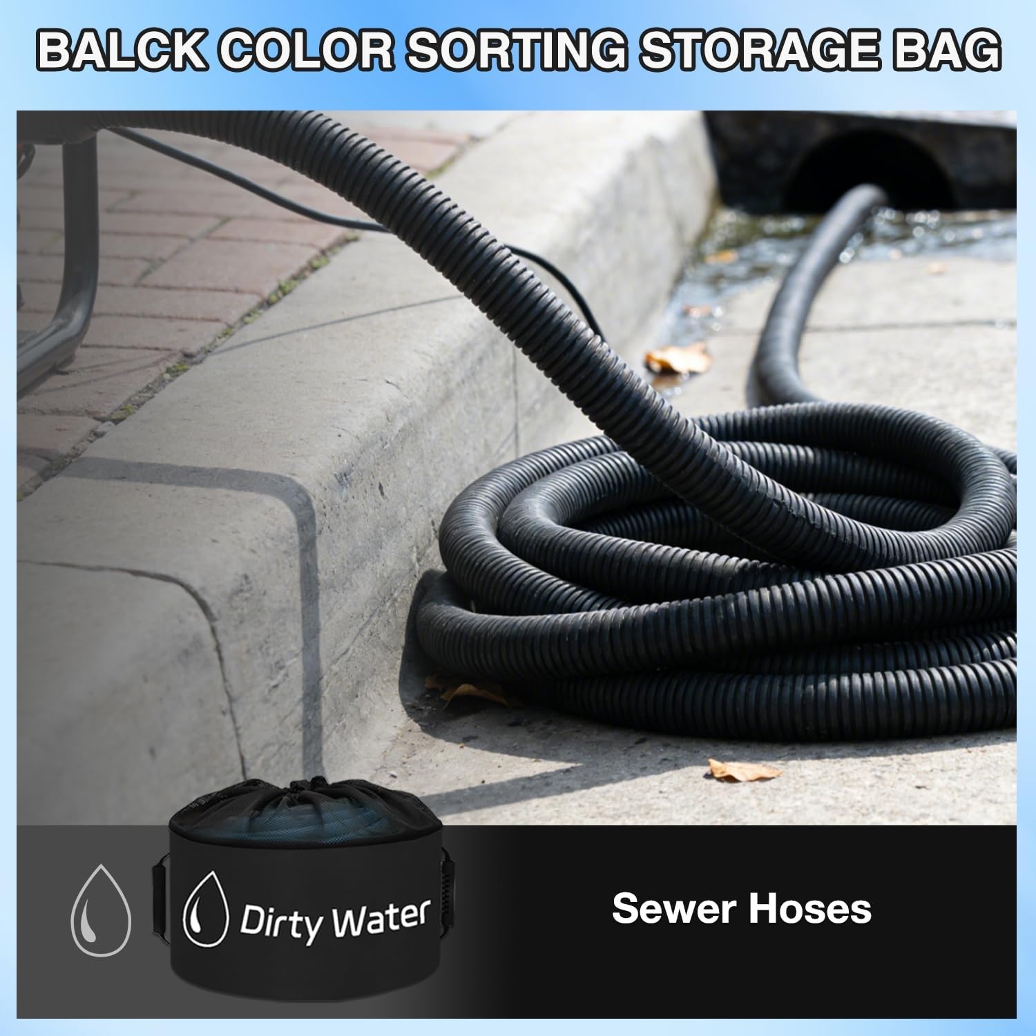 image:imageNilight 3 Pack RV Hose Storage Bag Waterproof Utility Bag with Visible Cover amp Dual Zipper Closure RV Storage and Organization for Sewer Fresh Water Hoses Electrical Cords Camper Tools Accessories1 PC Black