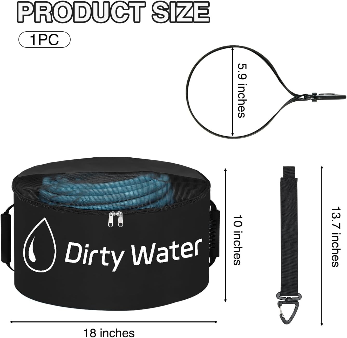 image:imageNilight 3 Pack RV Hose Storage Bag Waterproof Utility Bag with Visible Cover amp Dual Zipper Closure RV Storage and Organization for Sewer Fresh Water Hoses Electrical Cords Camper Tools Accessories1 PC Black