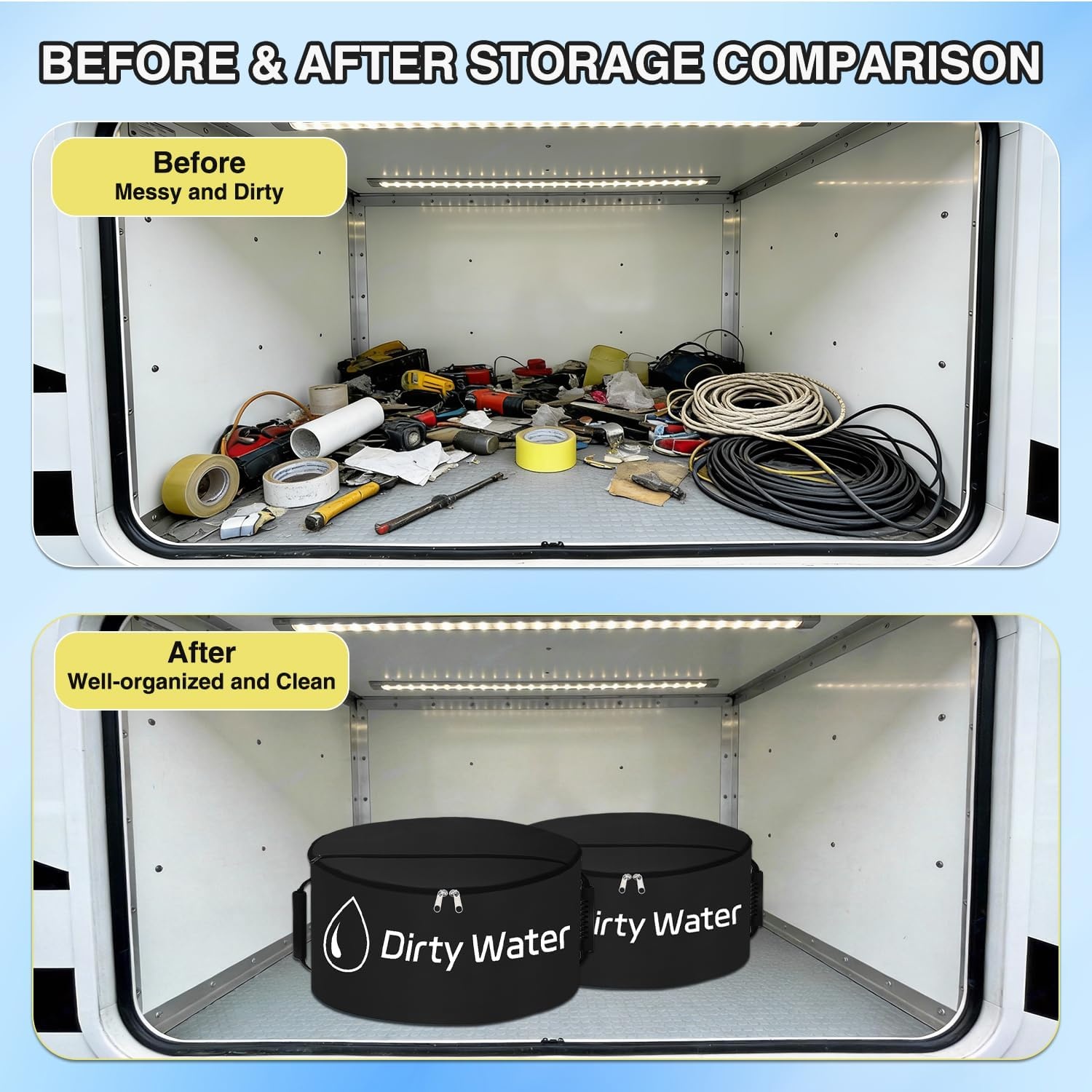 image:imageNilight 3 Pack RV Hose Storage Bag Waterproof Utility Bag with Visible Cover amp Dual Zipper Closure RV Storage and Organization for Sewer Fresh Water Hoses Electrical Cords Camper Tools Accessories1 PC Black